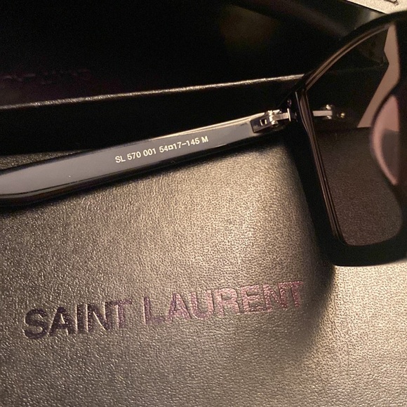Saint Laurent SL570 001 Black Silver Cat Eye Women Sunglasses - Picture 5 of 9